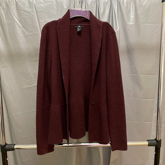 H&M Knit Cardigan (Burgundy red) peplum & shawl collar - Picture 1 of 6